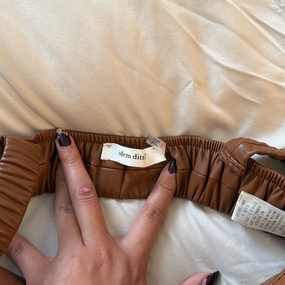 Aritzia Brown Leather Crop Top - Picture 5 of 5